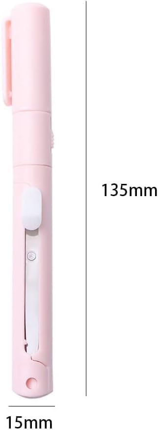 Mini Color Folding Scissor Pen, Portable Safe Ceramic Cutter 2-in-1 Folding Scissor Craft Tools Cutting Supplies for Paper Work Cutting and Measuring Devices(Pink) (Blue)