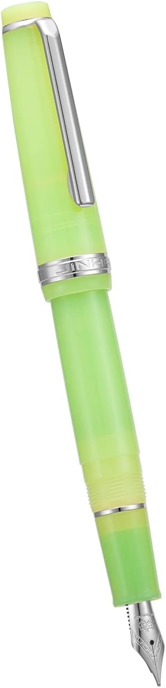 Jinhao 82 Acrylic Fountain Pen, Iridium Extra Fine Nib with Ink Converter, Transparent Green Classic Design Smooth Writing Pen (Silver Trim)