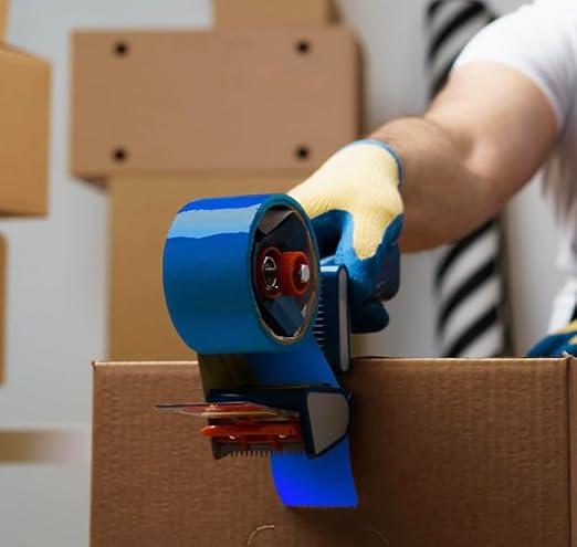 Heavy Duty Packaging Color Tape for Shipping,Packing and Moving 3" Wide x 2.0 Mil Thick -110 Yrd Roll -Acrylic Adhesive Tape for Box Sealing. (4 Rolls, Blue, 3" Wide x 110 yds)
