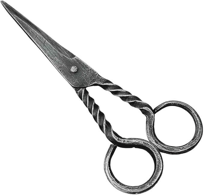 Hand Forged Twisted Medieval Scissor Wrought Iron Handmade Vintage Scissor Blacksmith Craft Scissor for Classic Look Black Antique Finish Heavy Duty Sharp Scissor BY LIVING IDEAS