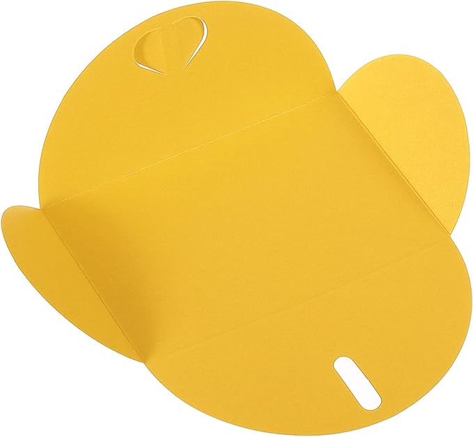 PATIKIL Gift Card Envelopes, 12 Pack Heart Shaped Clasp Small Gift Cards Holder Mini Envelope for Birthdays Weddings, Yellow