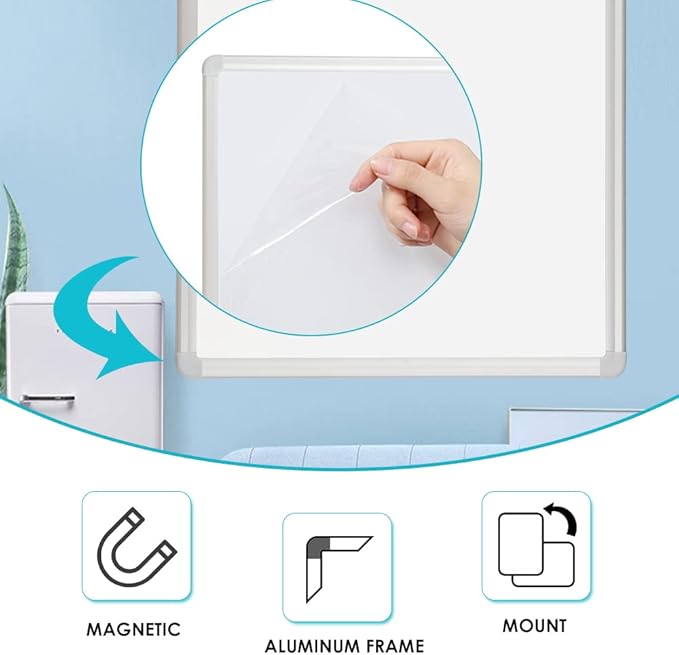 DEVELOP Magnetic Dry Erase Board 18x24 Inch, Small Aluminum Frame Wall-Mounted Whiteboard with Detachable Marker Tray, Hanging Writing Board for Home Office School Classroom