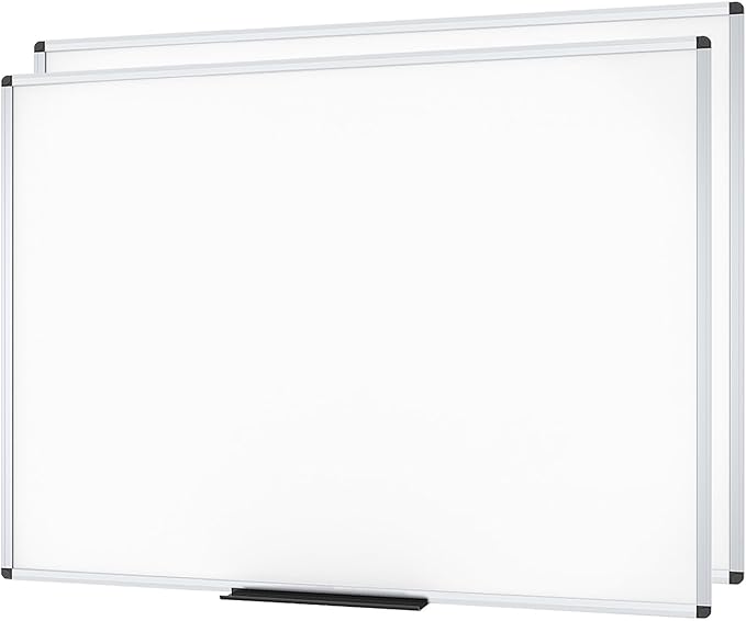 VIZ-PRO Dry Erase Board/Whiteboard, Non-Magnetic, 60 x 48 Inches, Pack of 2, Wall Mounted Board for School Office and Home