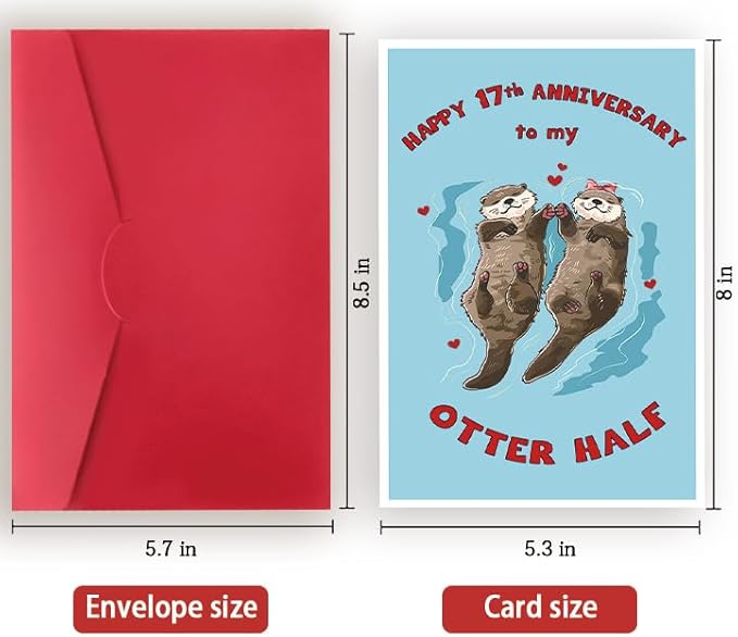 Romantic 17th Anniversary Cards for Women Men,17th Wedding Anniversary Card Gift for Husband Wife,17 Year Anniversary Card for Her