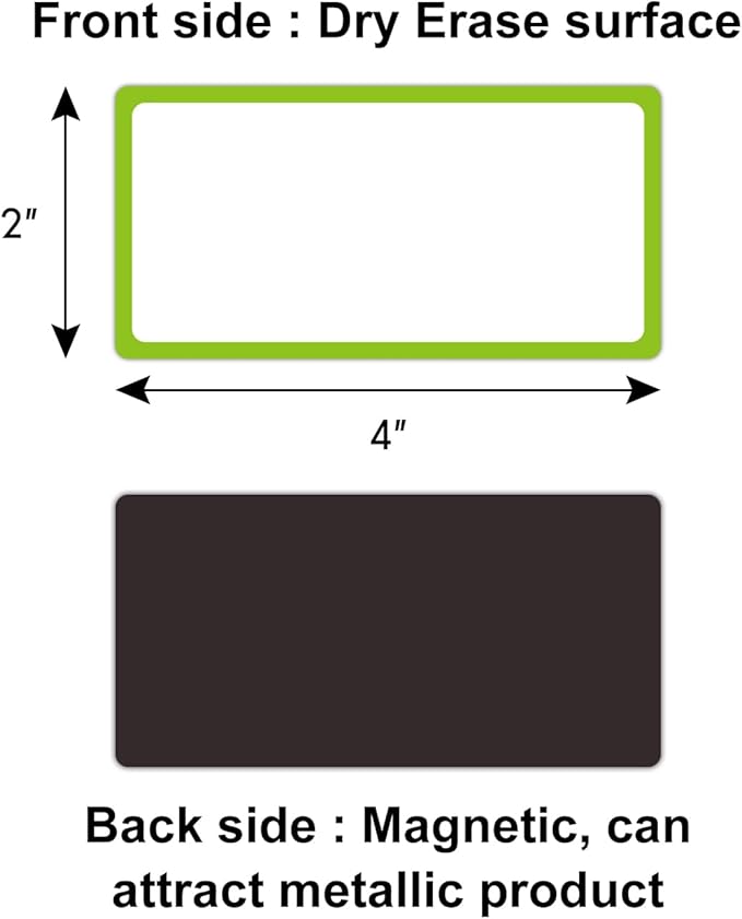 Colored Border Magnetic Dry Erase Labels 4x2 Inch, Reusable Dry Erase Magnet Labels for whiteboard,Pack of 40