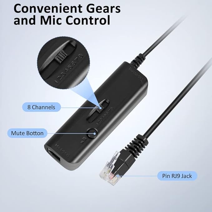 AGPTEK Hands-Free Call Center Noise Cancelling Corded Binaural Headset Headphone with 4-Pin RJ9 Crystal Head and Mic Microphone for Desk Phone - Telephone Counselling Services, Insurance, Hospitals