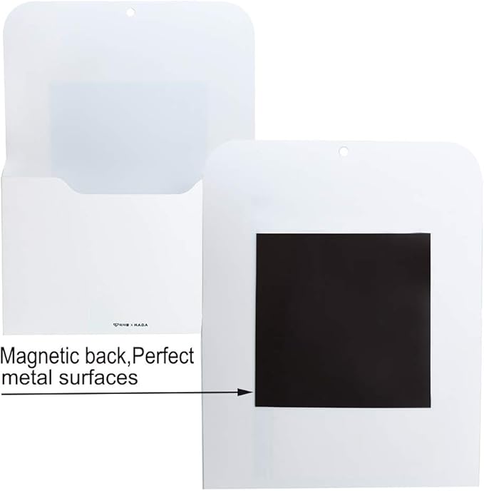 2 Pack Magnetic File Holder - Paper Holder, Pocket Organizer,Hanging Wall File Organizer Office Supplies Storage, Magazine Mail Organizer Case for Notebooks,Planners,Letter (2 Pack)