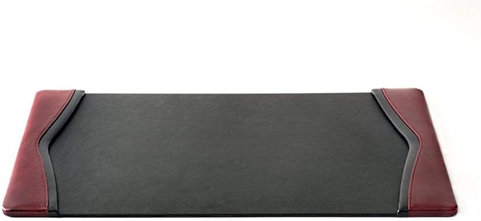 Dacasso Pad with Side Rails Luxury Leather Blotter for Writing-Executive Desk Surface Protector, 25.5" x 17.25", Burgundy