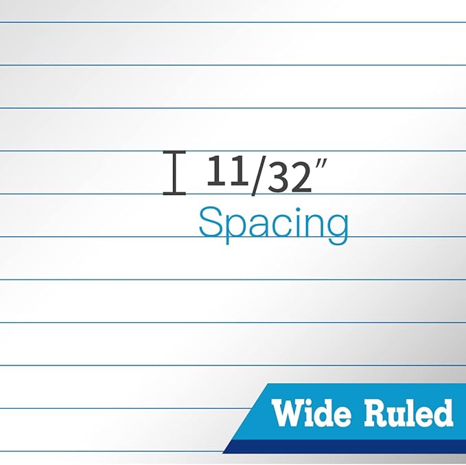 8.5"x11" Legal Pads,Wide Ruled,White Paper,12 Pack,50 Sheets Per Writing Pad,Micro perforated Writing Pad,BL-MWT50W-12PAD