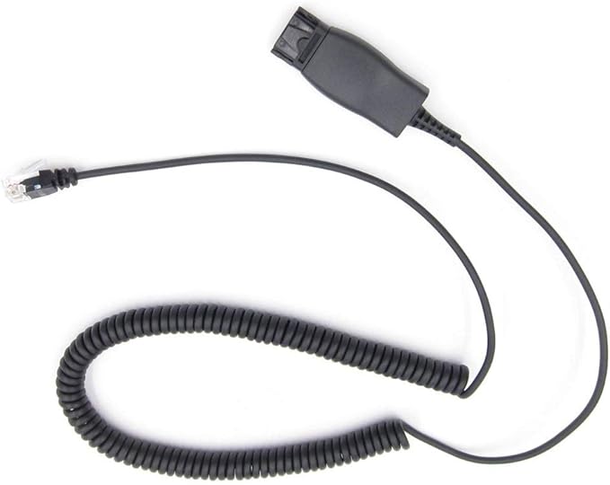 HIS-1 Quick Connect Disconnect Cable to RJ9 Plug Adapter Replacement QD Release Coil Cord Extension for Plantronic Headsets Compatible with Avaya IP 1608, 1616, 9610, 9620, 9620L, 9620C, 9630, 9630G