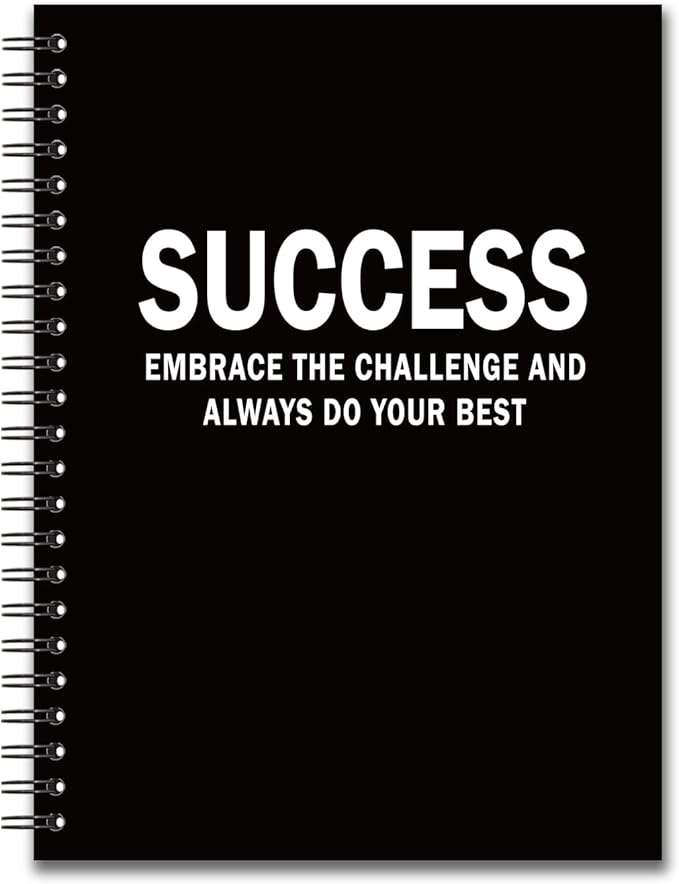 YAZMEEN Success Definition Blank Spiral Notebook(160 Pages) Embrace The Challenge and Always Do Your Best Hardcover Sketchbook Funny Inspirational Notebook Gifts for Colleague Boss Leader Supervisor