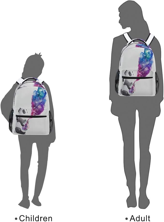 Blueangle Panda Holding Galaxy Glass Jar Printing Computer Backpack - Lightweight School Bag for Girls, Boys, Teens