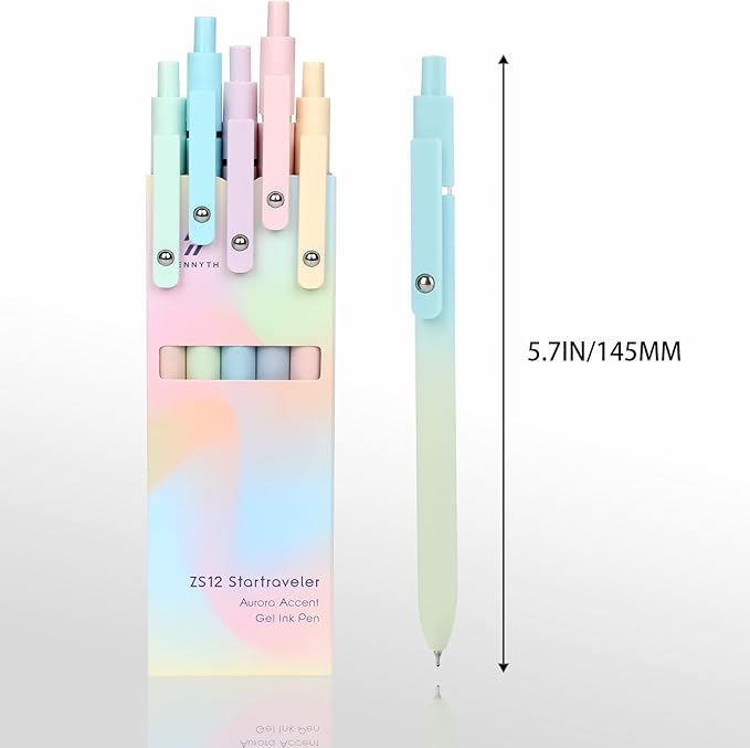 Ddaowanx Gel Pens, 10 Pcs 0.5mm Quick Dry Black Ink Pens Fine Point Smooth Writing Pens, Cute Office School Supplies Gifts for Women (10 Pcs Gradient-Black Ink)
