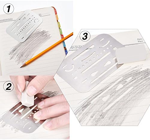 3 Pieces Eraser Shield Eraser Template Drafting Metal Erasing Shield Stainless Steel for Drawing Drafting Tool Artists