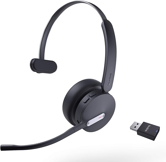 Yealink WH64 Hybrid with DECT Dongle, 492ft Range, 26 Talk Time Bluetooth Headset for Microsoft Teams, Zoom Skype Certified, Noise Cancelling Headset with 3X Mic, Work Headset for Laptop,PC Phone