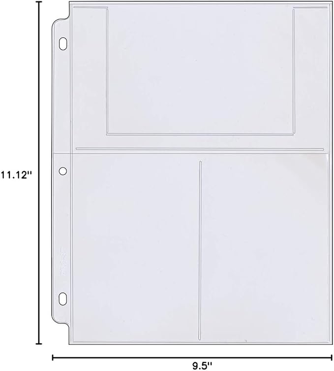 StoreSMART - Photo/Postcard Page for 3-Ring Binders - Archival-Safe Plastic - Three 4" x 6" Pocket - Holds six Photos/Postcards - 10-Pack - LC46-10