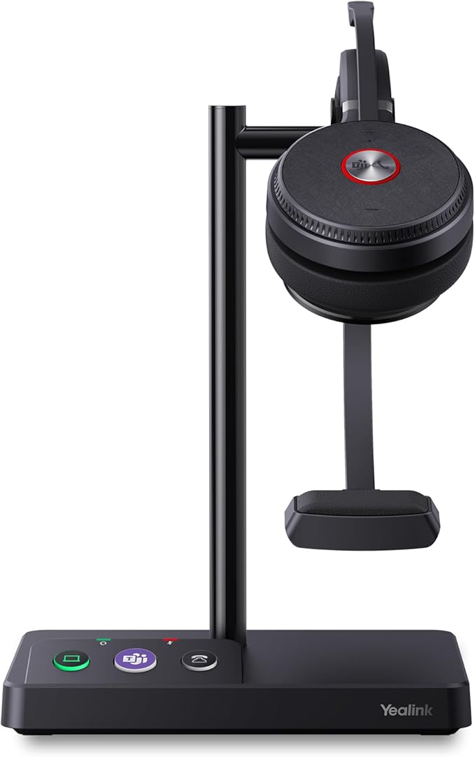 Yealink WH62 Mono DECT Wireless Headset 525 ft Range for Microsoft Teams, Work Headset with 2x Noise Canceling Mic for IP Phone and Computer, Single Ear Headset with Call Control, Ringer,13H Talk Time