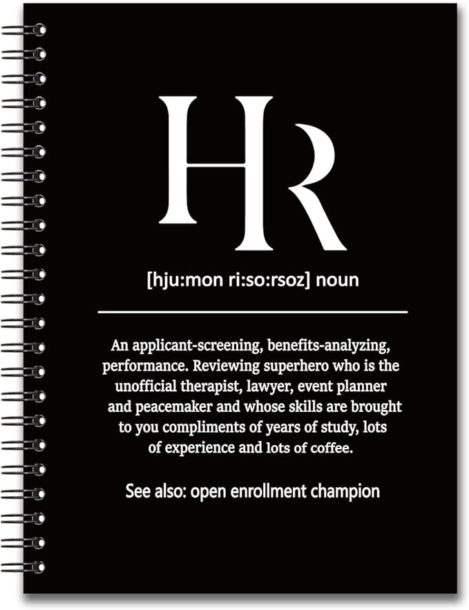 YAZMEEN Human Resources Blank Spiral Notebook(160 Pages) HR Definition Hardcover Sketchbook HR Appreciation Gift Human Resources Notebook Gift Funny Birthday Gift for HR Employee Colleague Manager