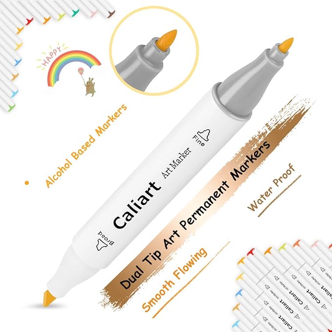 Caliart Markers, 168 Colors Dual Tip Art Markers Sketch Pens, Easter Basket Stuffers for Kids Teens Toddler, Permanent Alcohol Based Markers for Adult Book Eggs Decorations Gift Drawing Supplies Kit