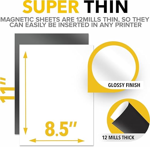 X-bet MAGNET Inkjet-Optimized Printable Magnetic Sheets - 8.5x11 Magnet Paper for DIY Stickers, Decorations, Labels - Easy to Print, Cut & Create Your Own Magnets (Glossy, 10pcs)