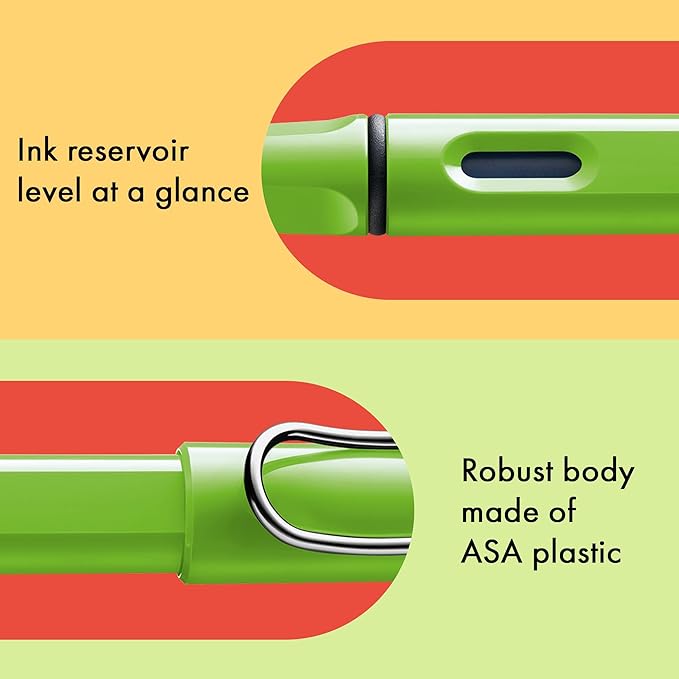 LAMY safari green - Fountain Pen with ergonomic grip & polished steel nib in size M - ideal for any Writing & Calligraphy - including LAMY T 10 blue cartridge - Right-Handed