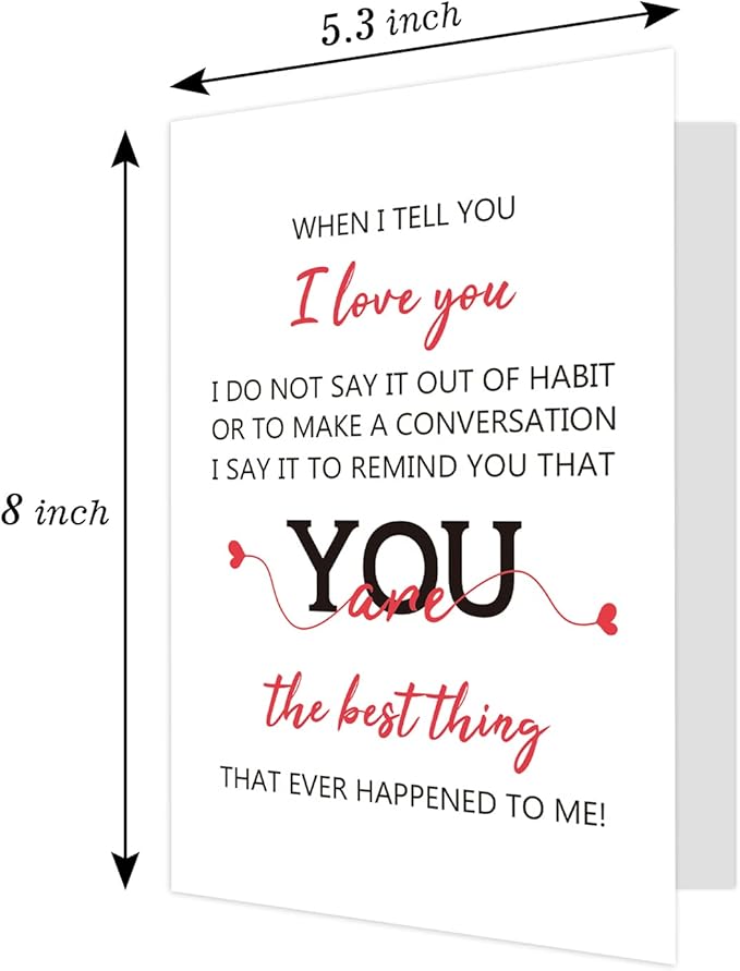 Ogeby Valentines Day & Anniversary Card for Couples, Romantic Greeting Card with Red Envelope, I Love You Card for Husband Wife, Boyfriend Girlfriend