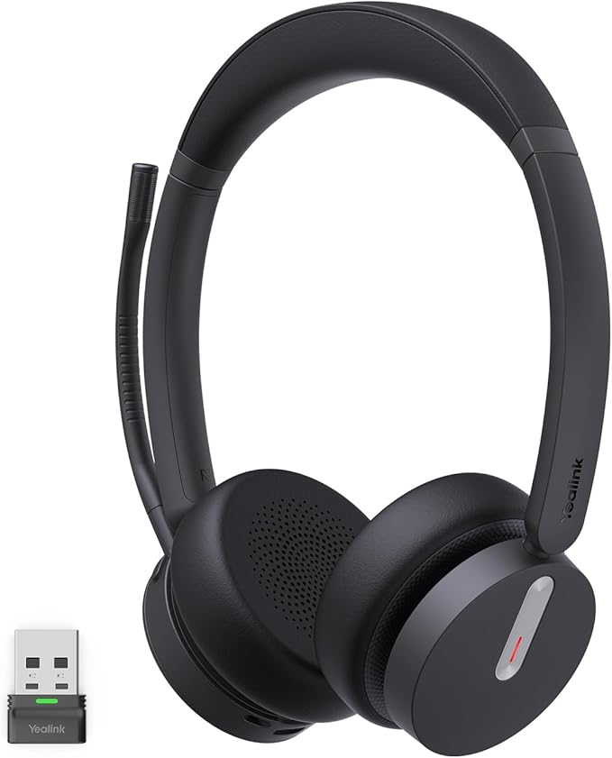 Yealink BH70 Teams Wireless Headset with Mic, Bluetooth Headsets for Work, Long Battery Life of 35h Talking, 147g Lightweight for All-Day Wearing, with 3 Noise Cancelling Microphone for Clear Calls
