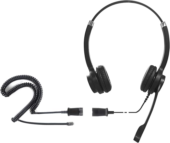 IPD IPH-255 Phone Headset with Noise Cancelling Microhone for Office and Call Center- Comapatible with Polycom VVX,Aastra,Avaya Digital, Nortel, Samsung,Mitel landline Phones