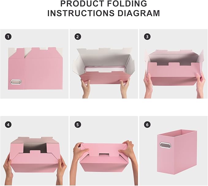 Oterri Collapsible Storage - Pink, 8 Packs - Hanging File Box for Letter Size, Portable with Handle