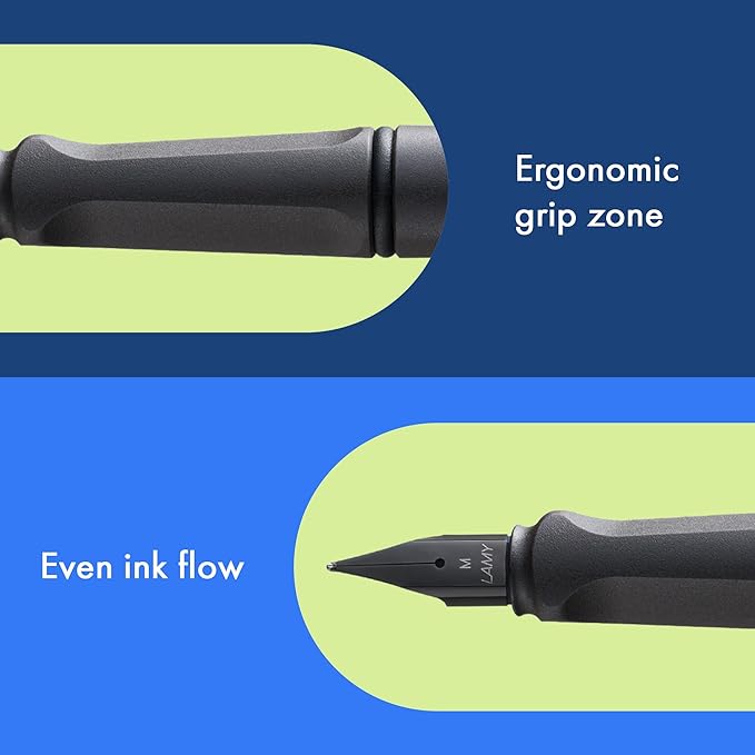 LAMY safari umbra - Fountain Pen with ergonomic grip & polished steel nib in size EF - ideal for any Writing & Calligraphy - including LAMY T 10 blue cartridge - Right-Handed
