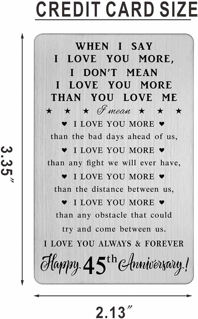 CPLJW 45th Anniversary Card Gifts for Men, 45th 45 Year Anniversary Romantic Wallet Card Gifts for Husband