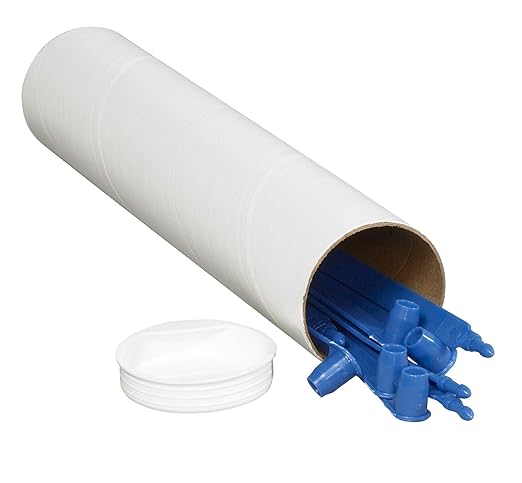 BOX USA BP2026W Mailing Tubes with Caps, 2" x 26", White (Pack of 50)