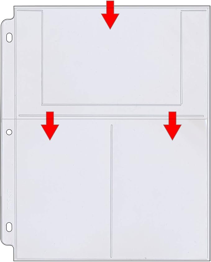 StoreSMART - Photo/Postcard Page for 3-Ring Binders - Archival-Safe Plastic - Three 4" x 6" Pocket - Holds six Photos/Postcards - 10-Pack - LC46-10