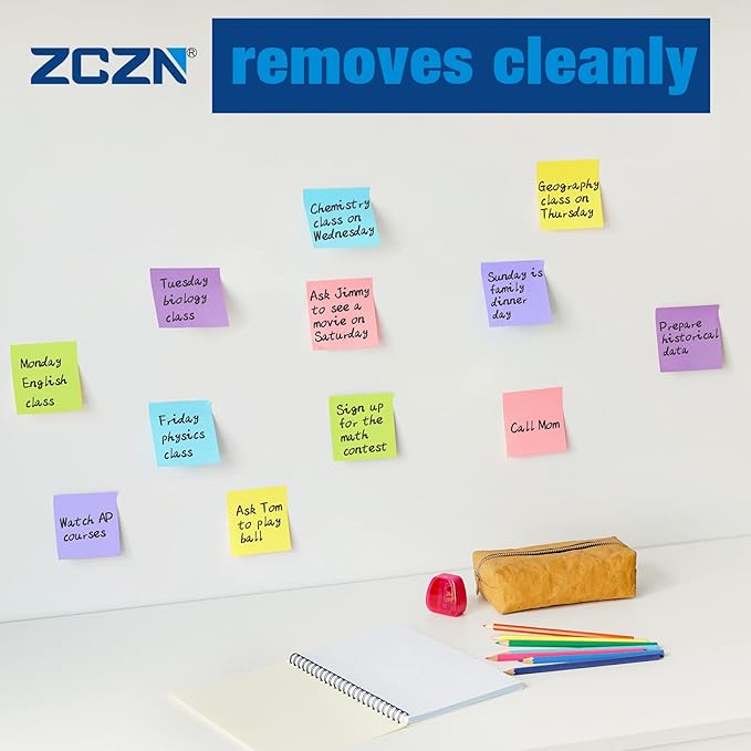 ZCZN Small Sticky Notes, 1.5in x 2in, 100 Sheets/Pad, 10 Pads/Pack, White