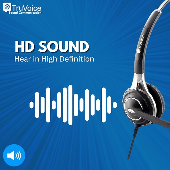 TruVoice HD-750 Premium Office/Call Center Headset with Noise Canceling Microphone - Compatible with Mitel, Nortel, Avaya, Poly, Polycom, Shoretel, Aastra, Digium, ESI and Fanvil Desk Phones