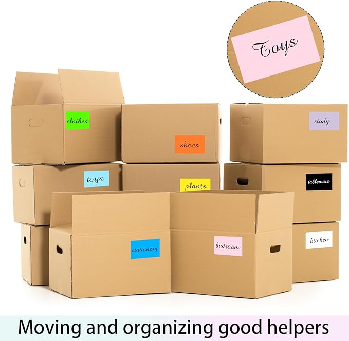 Colored Labels Stickers 2 X 3 Inch, Removable Rectangular Moving Labels, Large Color Coding Labels Moving Stickers- 250 Labels/Yellow