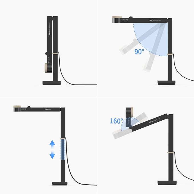 CZUR Fancy S Pro 12MP USB Document Camera for Teacher, 4K Webcam with Microphone and LED Light, Up to 60fps, Auto Focus, for Remote Teaching, Live Streaming, Web Conference, for Mac and Windows