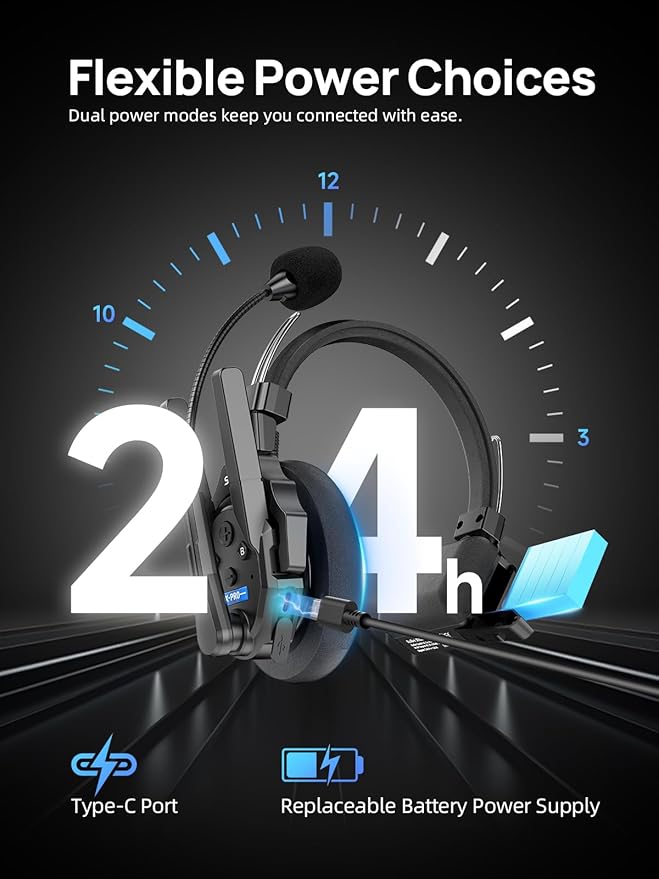SYNCO XTALK XPRO2 Wireless Intercom Headset System, 2 Person 2.4GHz Wireless Communication Headset 500m/1640ft with Noise Reduction Program Production Live Show, Xtalk-Xpro2-Wireless-Headset-Intercom