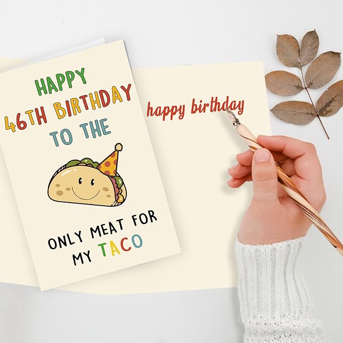 Funny 46th Birthday Card Gifts for Men, Happy 46th Birthday Decorations for Husband Him, Taco Gifts for 46 Years Old Bday Man, Cool 46 Mens Bday Ideas