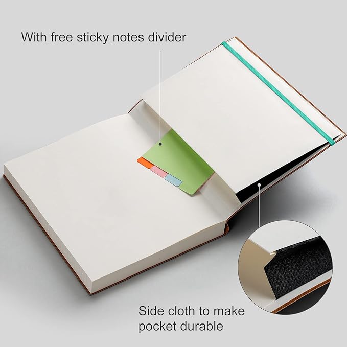AHGXG Thick Notebooks - B5 Large Lined Journal for Women, 320 Numbered Pages Notebooks College Ruled, 100gsm Thick Paper, Leather Softcover, 7.6'' X 10''- Mint