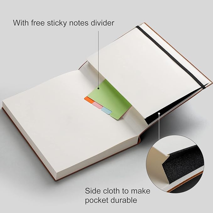 AHGXG College Ruled/Lined Notebook - 320 Numbered Pages B5 Large Notebooks for Work, Thick Journals for Men Women, 100gsm Thick Paper, Faux Leather Softcover, Inner Pocket, 7.6'' X 10''-Blue