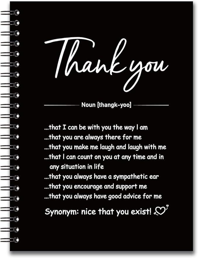 YAZMEEN Thank You Blank Spiral Notebook(160 Pages) Thank You Gift Hardcover Sketchbook Employee Appreciation Gift Coworker Leaving Gift Funny Notebook Gift for Work Bestie Colleague Teacher Friend