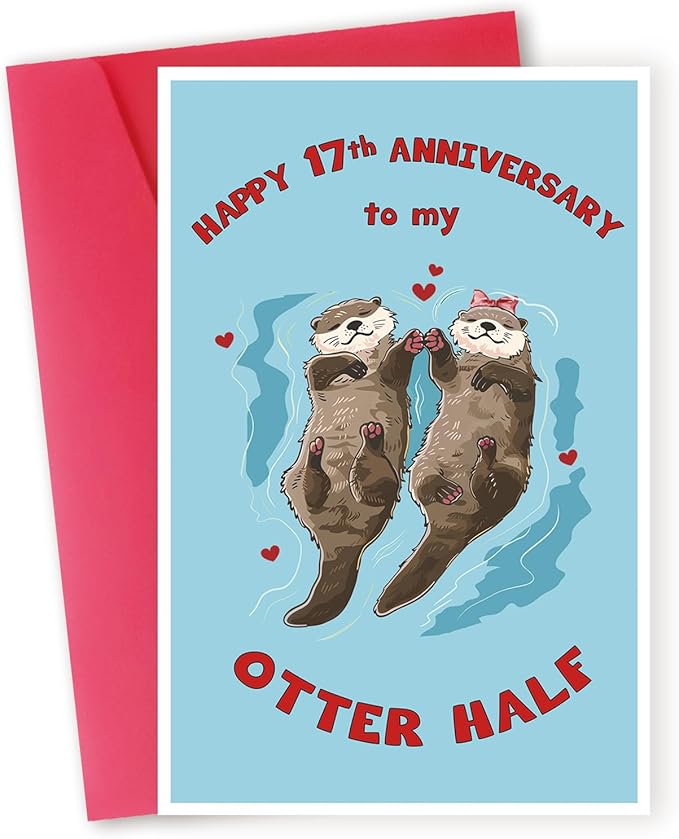 Romantic 17th Anniversary Cards for Women Men,17th Wedding Anniversary Card Gift for Husband Wife,17 Year Anniversary Card for Her