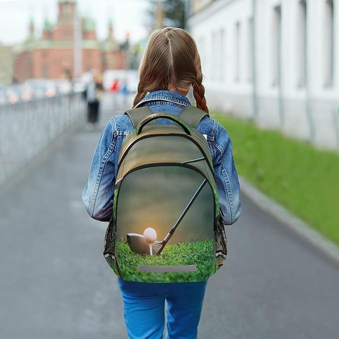 AUUXVA Golf Ball Sport Grass Backpack School Bookbag Laptop Purse Casual Daypack for Teen Girls Women Boys Men College Travel