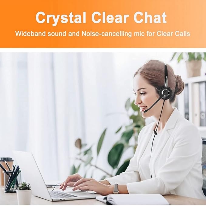 RJ9 Cisco Corded Office Phone Headset HD Voice for Cisco IP Phones 6851 6861 7945g 7962g 8811 8841 8845 8851 8861 8961 9951 Series Model,Plus 3.5mm Adapter for Smartphone