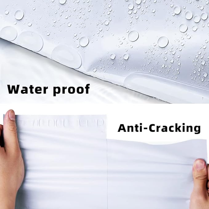 POLYSELLS 1000 pcs 12x15.5 Inches White x Silver Poly Mailers Shipping Envelopes, Strong Adhesive Sealing, Waterproof, and Tear-resistant Postal Mailing Bags for Clothing, Books, and Accessories