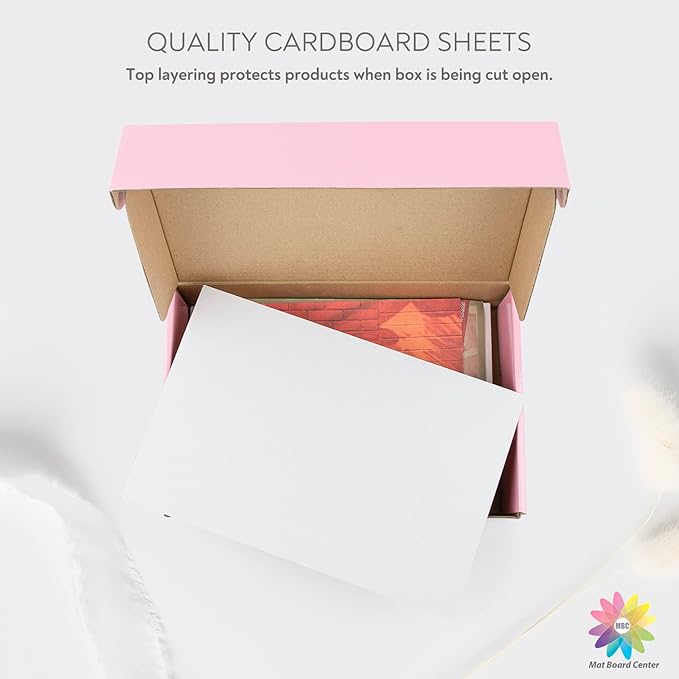Mat Board Center, 25 pack 8.5x11 Corrugated Cardboard sheet, 1/8 inch thick, Flat Cardboard Inserts for Mailing, Packaging & Shipping, Cardboard Backing, Craft Card Board (White on one side)