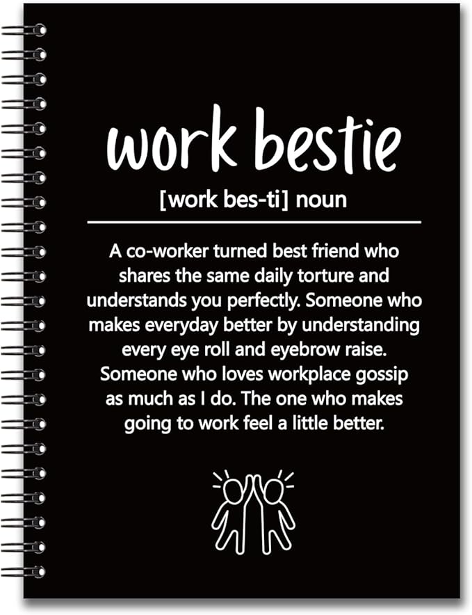 YAZMEEN Work Bestie Blank Spiral Notebook(160 Pages) Work Bestie Gift Hardcover Sketchbook Coworker Appreciation Gift Colleague Leaving Gift Funny Office Notebook Gift for Work Bestie Employee Friend