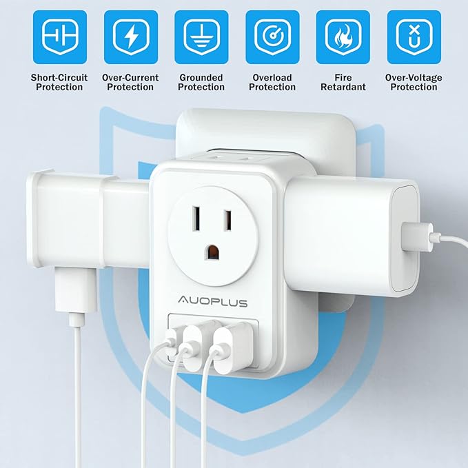 2 Pack European Travel Plug Adapter with USB C, US to Europe Power Adapters with 4 AC Outlets, 3 USB Charging Ports, International Plug Adapter, 7 in 1 Travel Essentials for Italy France Greece