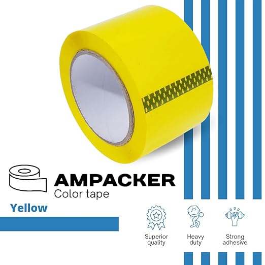 Heavy Duty Packaging Color Tape for Shipping,Packing and Moving 2" Wide x 2.0 Mil Thick -110 Yrd Roll -Acrylic Adhesive Tape for Box Sealing. (36 Rolls, Yellow, 2" Wide x 110 yds)